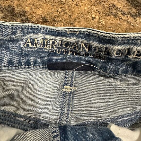 American Eagle size 0 distressed denim jean skirt stone wash - Picture 3 of 7